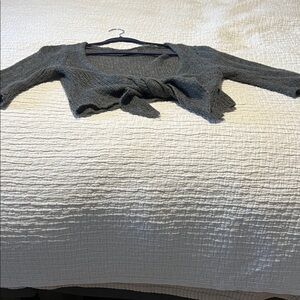 Wooden Ships Charcoal Knit ballet cropped sweater